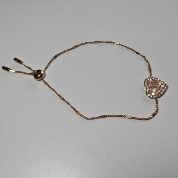 Fossil Lane Heart Rose Gold-Tone Steel Bracelet - "P" - Picture 13 of 14